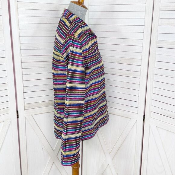 Chico’s Vintage Rainbow Striped Silk Blend Shirt Jacket Shacket Multicolor Small - Picture 3 of 12